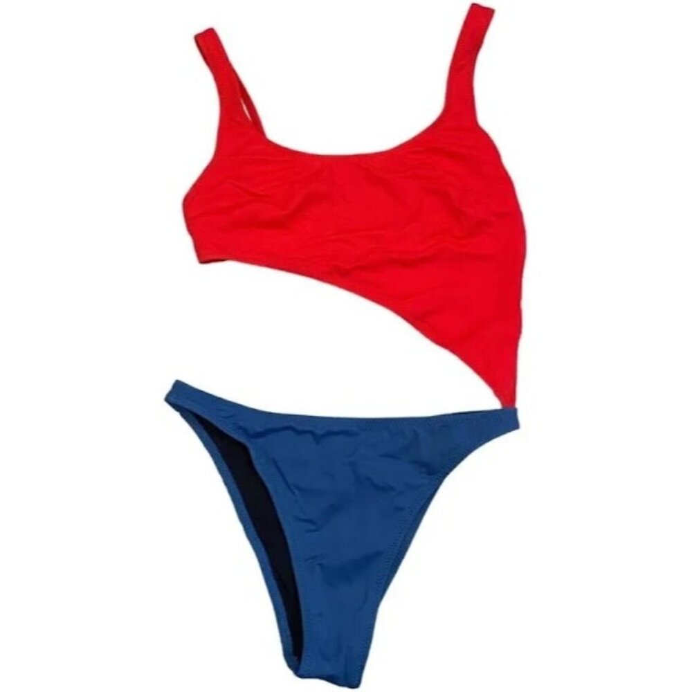 Solid & Striped Red /Blue One Piece Swimsuit Measures To XS NWOT !!!